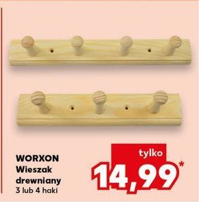 Wieszak drewniany 3 haki Worxon promocja w Kaufland