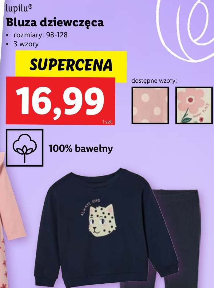 Bluza dziewczęca 98-128 Lupilu promocja