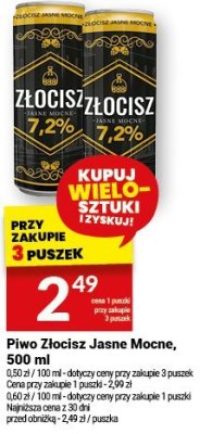 Piwo Złocisz Jasne Mocne, 500 ml promocja w Twój Market