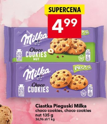 Ciastka Pieguski Milka choco cookies, choco cookies nut 135 g promocja w LEWIATAN