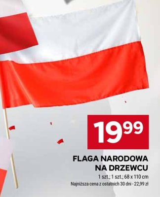 Flaga narodowa na drzewcu promocja w Stokrotka