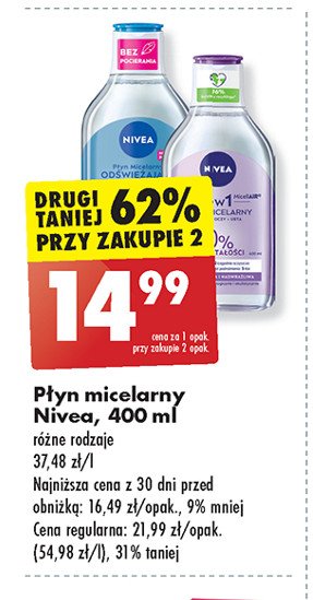 Płyn micelarny formuła 3w1 cera normalna i mieszana Nivea micellair promocja