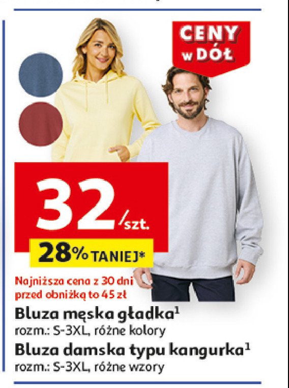 Bluza damska z kapturem kangurka rozm. s-3xl Auchan inextenso promocja w Auchan