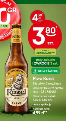 Piwo Kozel Biły Lehký, Cerny, Lezak promocja w Żabka