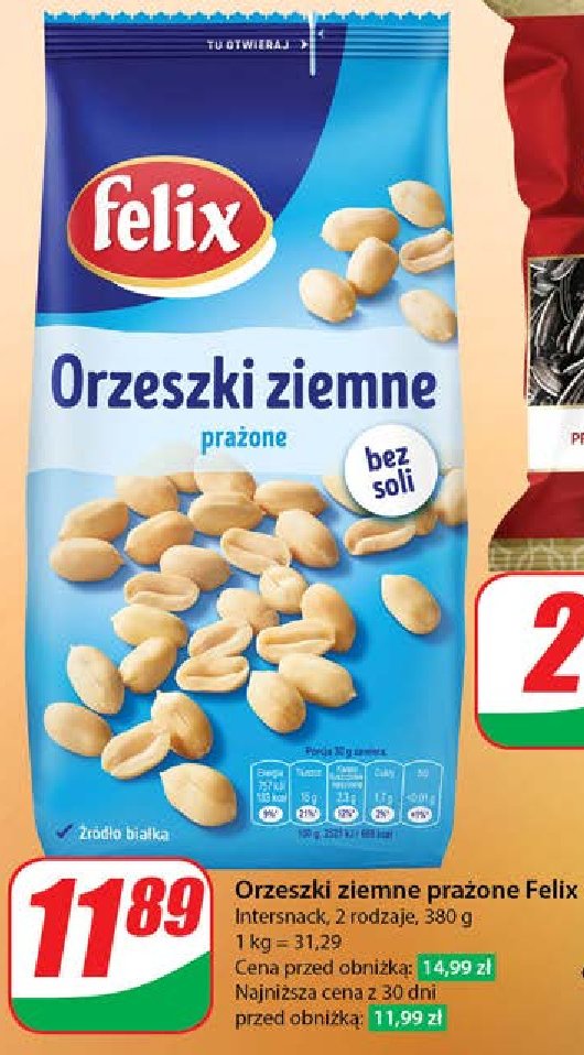 Orzeszki ziemne prażone bez soli Felix orzeszki promocja