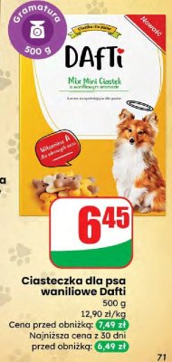 Ciasteczka dla psa waniliowe Dafti promocja w Dino