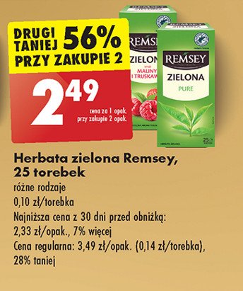 Herbata zielona truskawka i malina Remsey promocja