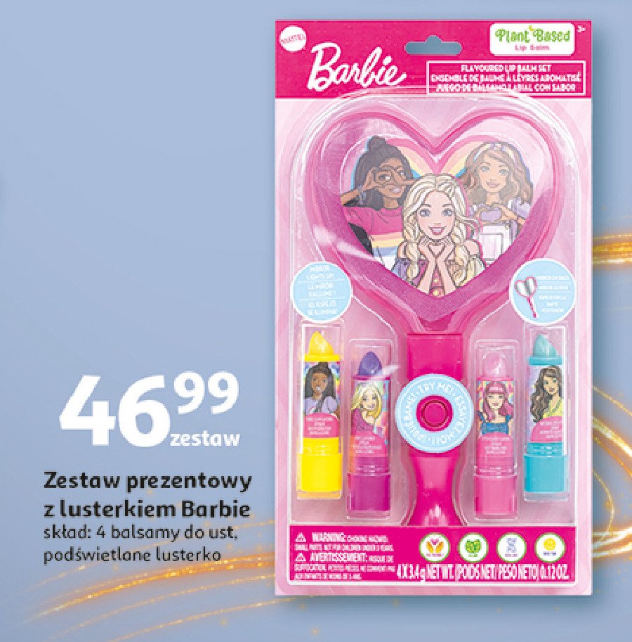 Zestaw 4x balsam do ust + lusterko Barbie promocja