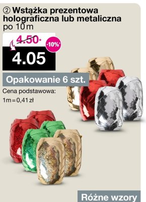Wstążka prezentowa holograficzna lub metaliczna promocja w Woolworth