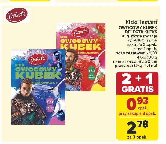 Kisiel truskawkowy Delecta owocowy kubek promocja