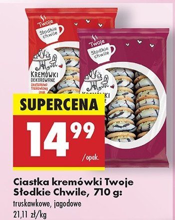 Ciastka kremówki dekorowane jagodowe Twoje słodkie chwile promocja w Biedronka
