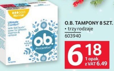 Tampony O.B. 8 szt. • trzy rodzaje promocja w Selgros