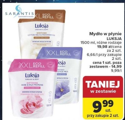 Mydło w płynie LUKSJA różne rodzaje promocja w Carrefour Market