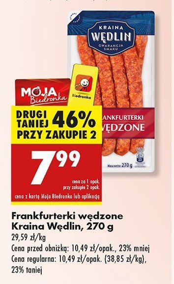 Franfurterki wędzone Kraina wędlin promocja w Biedronka