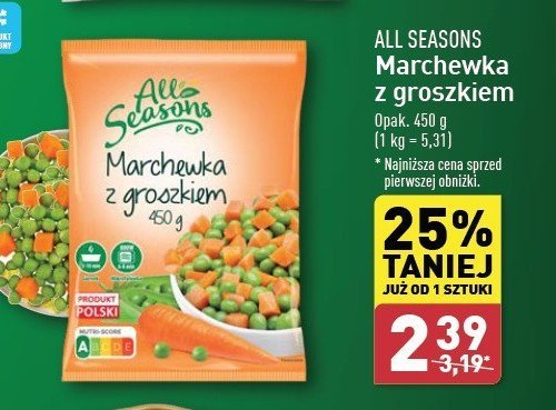 Marchewka z groszkiem All seasons promocja w Aldi