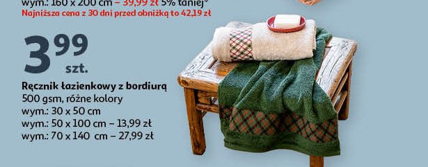 Ręcznik kąpielowy z ozdobną bordiurą 30 x 50 cm Actuel promocja