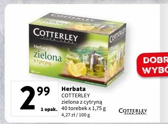 Herbata zielona z cytryna Cotterley promocja