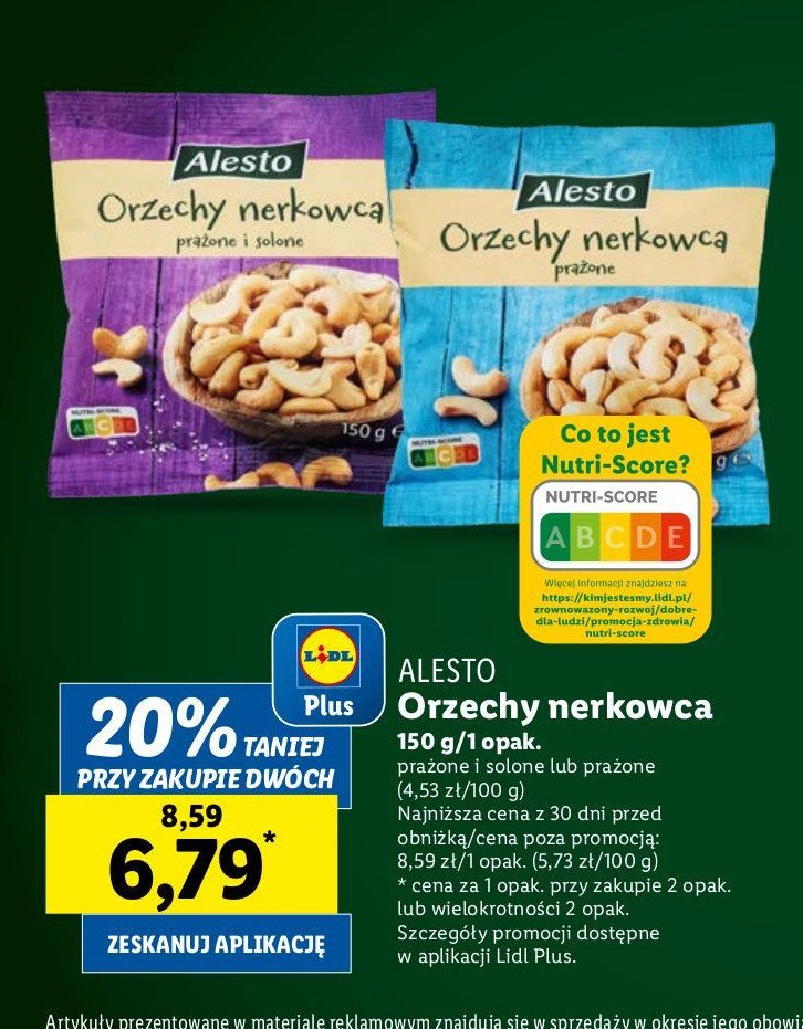 Orzechy nerkowca bez soli Alesto promocja