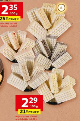 Wafle podkarpackie z masą krówkową, czekoladową, malinową, karmelową, śmietankową, cytrynową lub z galaretką promocja w Auchan
