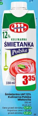 Śmietanka UHT 12% Kulinarna Polska Mlekovita promocja w Dino