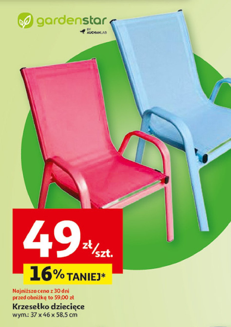 Krzesło dziecięce Garden star promocja w Auchan