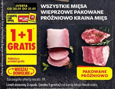 Mięso wieprzowe pakowane próżniowo - różne kraje pochodzenia promocja w Biedronka