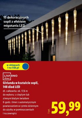 Girlanda w kształcie sopli LED promocja w Lidl