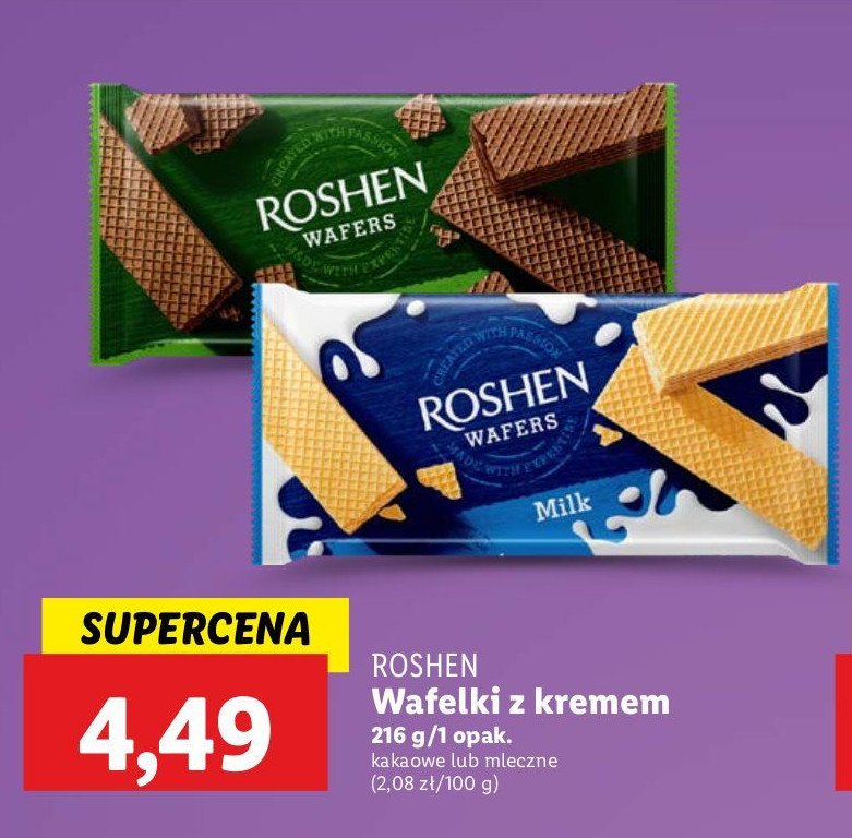 Wafelki mleczne Roshen promocja w Lidl