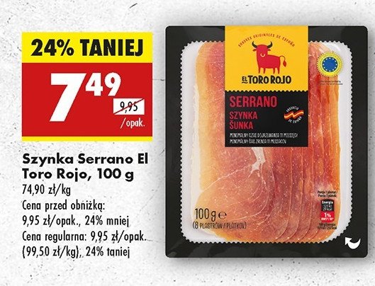Szynka serrano El toro rojo promocja w Biedronka