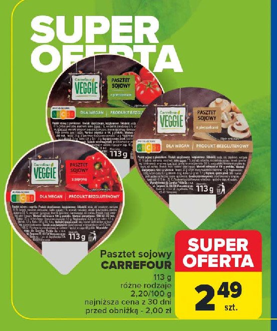 Pasztet sojowy z pieczarkami Carrefour promocja