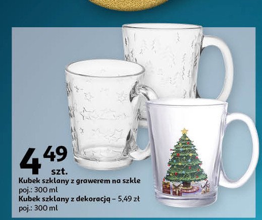 Kubek szklany choinka 300 ml promocja w Auchan