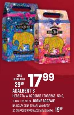 ADALBERT'S herbata w różowe torebce promocja w Drogerie Natura