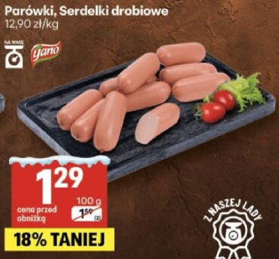 Parówki, Serdelki drobiowe promocja w Delikatesy Centrum