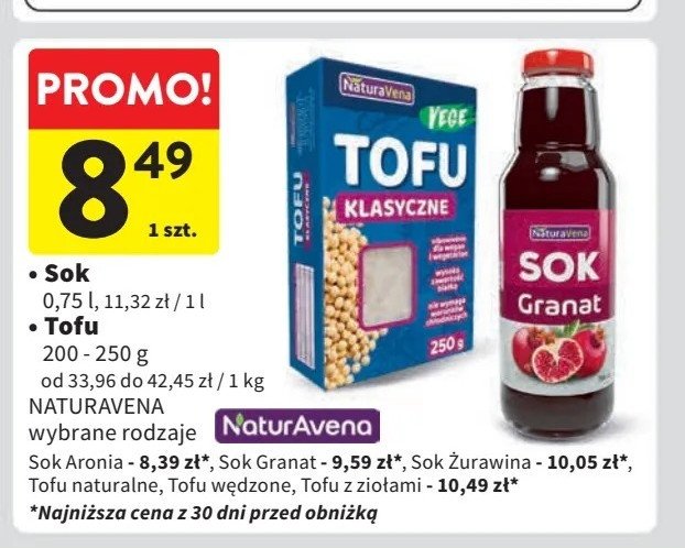 Sok 100% aronia Naturavena promocja