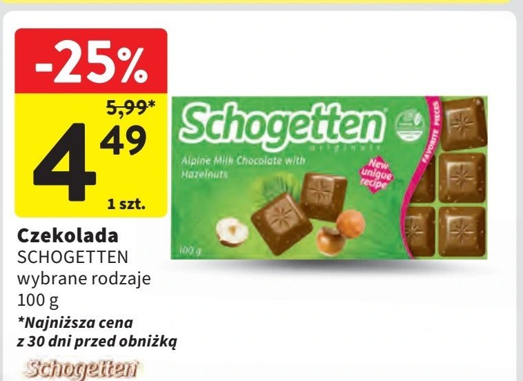 Czekolada hazelnuts Schogetten promocja