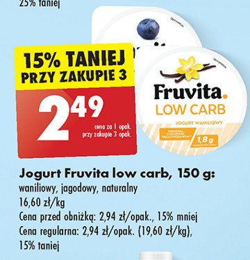 Jogurt jagodowy Fruvita low carb promocja