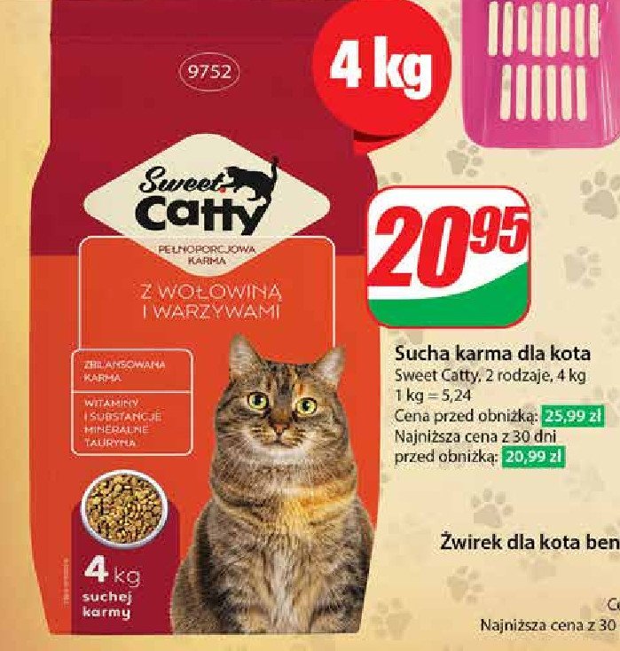 Karma dla kota z wołowiną i warzywami Sweet catty promocja