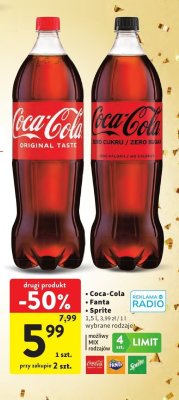 Napój Coca-Cola Fanta Sprite 1,5 l, 3,99 zł / 1 l promocja w Intermarche