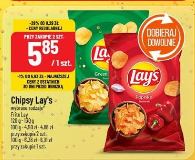 Chipsy Lay's różne rodzaje promocja w POLOmarket