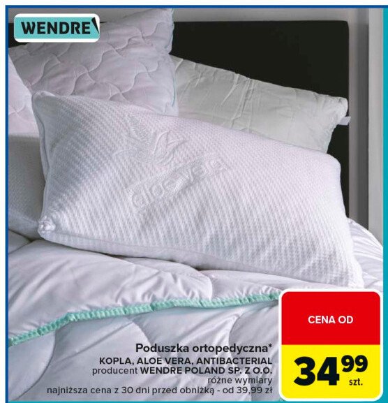 Poduszka ortopedyczna 40 x 60 cm kopla Wendre promocja w Carrefour