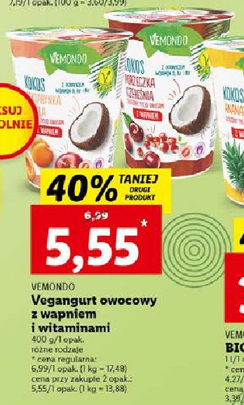 Vegangurt kokos-porzeczka-czereśnia Vemondo promocja