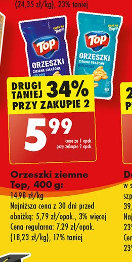 Orzeszki ziemne prażone niesolone Top promocja