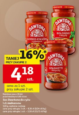 Sos Dawtona do ryżu lub makaronu Słodko-Kwaśny z ananasem promocja w Auchan