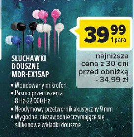 Słuchawki douszne mdrex15ap różowe Sony promocja