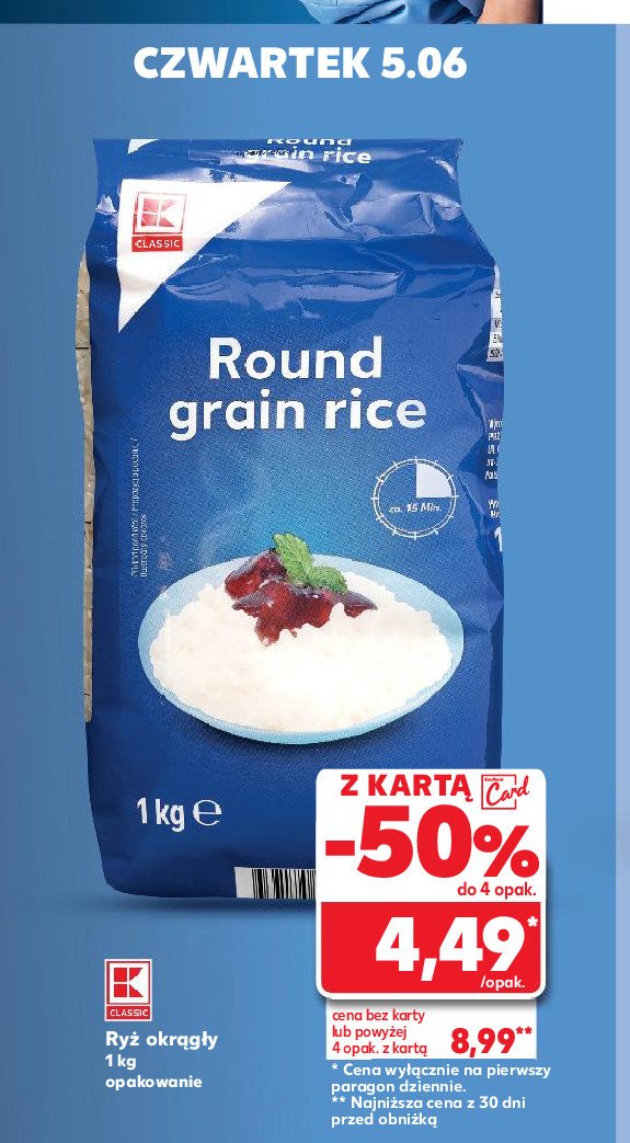 Ryż biały okrągły K-classic promocja w Kaufland