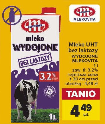 Mleko bez laktozy 3.2% Mlekovita wydojone promocja