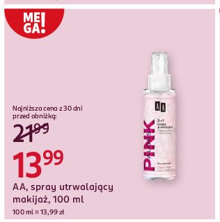 Spray utrwalająco- nawilżający Aa aloes pink promocja w Rossmann