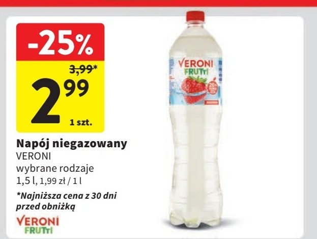 Woda truskawkowa VERONI FRUTTI promocja w Intermarche