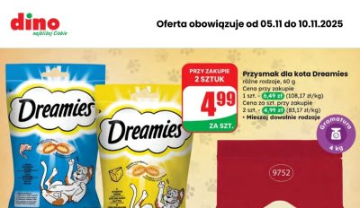 Przysmak dla kota Dreamies promocja w Dino