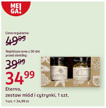 Zestaw w pudełku: cytrynki z rumem 230 g + miód malinowy 230 g ETERNO promocja w Rossmann